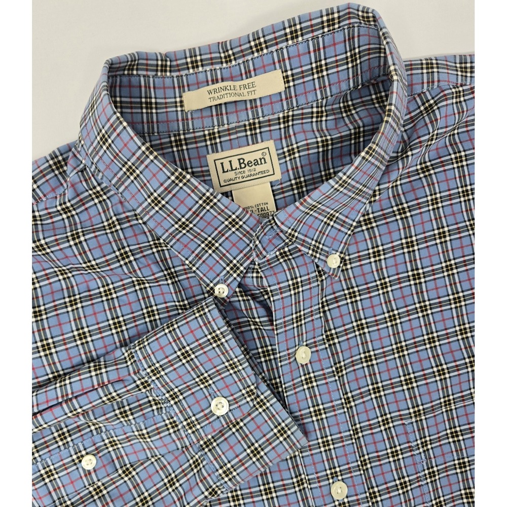 LL Bean Shirt Mens 2XLTButton Down‎ Long Sleeve Cotton Plaid Traditional Fit WF